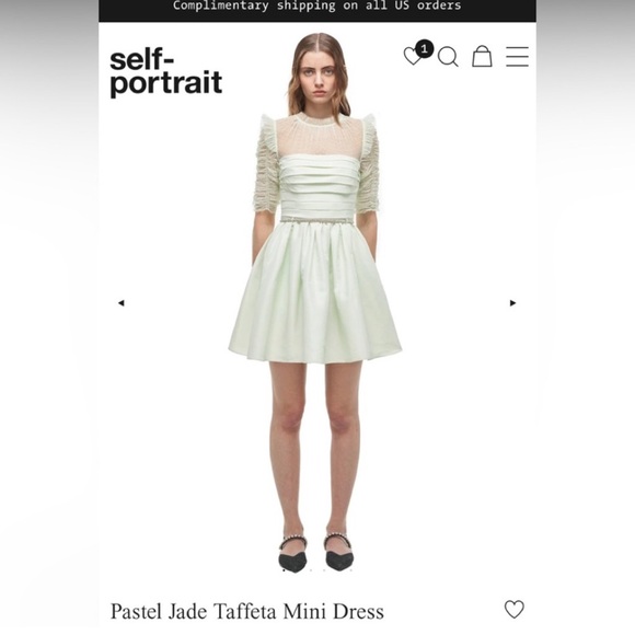 Self Portrait Pastel Jade Taffeta Mini Dress - Picture 1 of 2